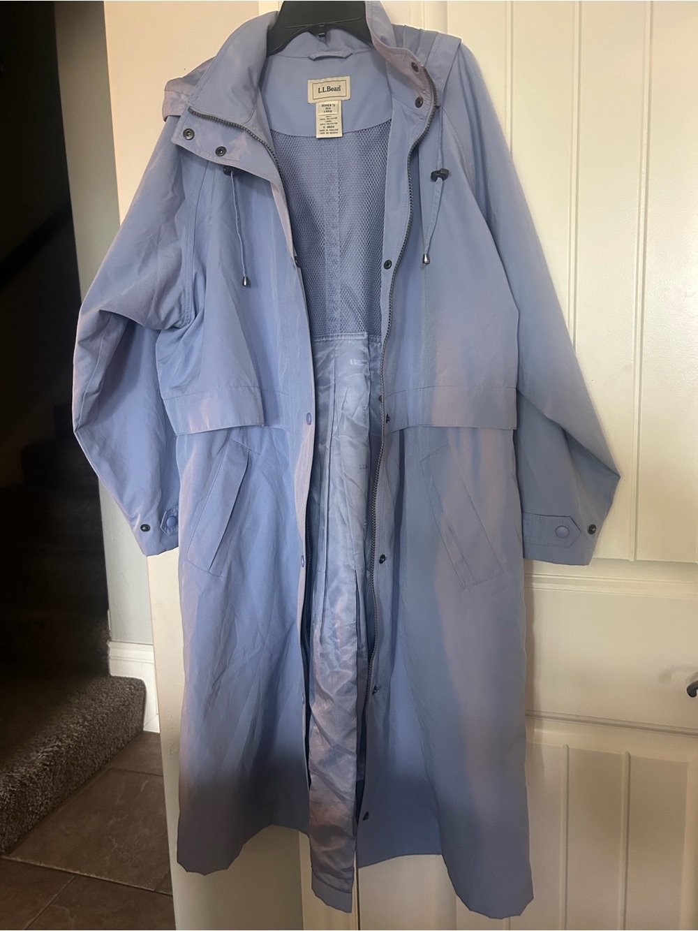 L.L. Bean Lilac Hooded Trench Coat - Picture 2 of 9